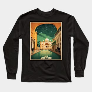 Amritsar India Starry Night Vintage Tourism Travel Long Sleeve T-Shirt